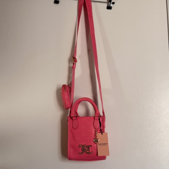 Juicy Couture All About That Bling Mini Tote Barbie Pink Lemonade Crossbody Y2K - Picture 2 of 11